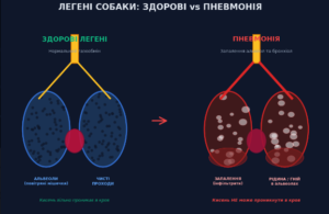 пневмонія у собак - запалення легень, схема